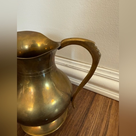 Vintage Solid Brass Pitcher Gold 7.5” - Picture 3 of 8